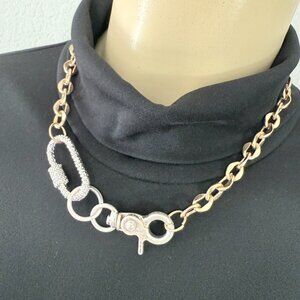 #8 garden party costume jewelry / 20.5" long silver&gold necklace